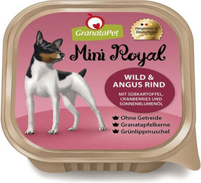 Produktbild von GranataPet Mini Royal Hundefutter Wild und Angus Rind 11x150g