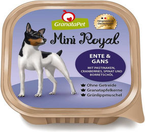 Produktbild von GranataPet Mini Royal Katzenfutter Ente und Gans für Senior ohne Konservierungsstoffe 11x150g