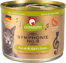GranataPet Symphonie No. 6 Katzenfutter Adult Kalb & Geflügel Stückchen in Gelee, getreidefrei, 6 x 200 g - 6 x 200 g – Bild 1 von 8