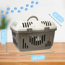 GranataPet Tiertransportbox 2er Set aus Kunststoff mit Dachöffnung für Hunde und Katzen kleiner Rassen in Grau und Beige – Bild 1 von 6