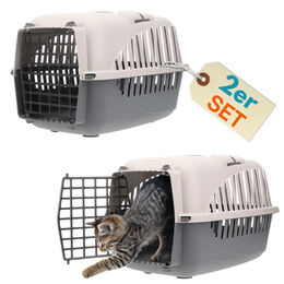GranataPet Tiertransportbox 2er Set für kleine Rassen, Grau, Kunststoff, Größe S – Bild 1 von 13