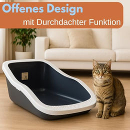 GranataPet XXL Katzenklo Offene Schalentoilette aus Kunststoff Grau – Bild 1 von 5