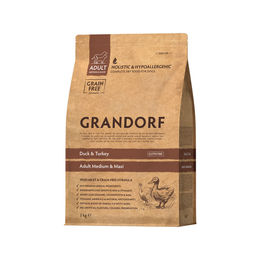 Grandorf Hundefutter Adult für mittelgroße und große Rassen Ente und Truthahn Getreidefrei 3 kg – Bild 1 von 1
