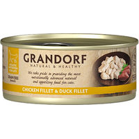 Produktbild von Grandorf Katzen Nassfutter Adult Thunfisch und Lachs Stückchen in Sauce 12 x 70 g