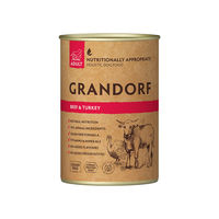 Produktbild von Grandorf Nassfutter für Katzen Adult Rind und Truthahn Stückchen in Gelee Getreidefrei Hypoallergen 6 x 400 g