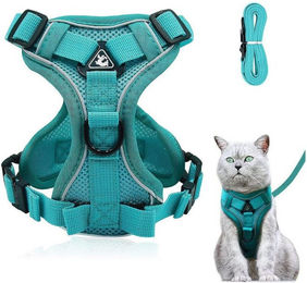 Grantop Katzen-Geschirr Set mit Leine ausbruchsicher Blau See Größe M – Bild 1 von 5