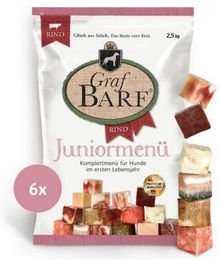 GRAU BARF Juniormenü Rind Monoprotein Hund Stückchen 6x2,5kg – Bild 1 von 3