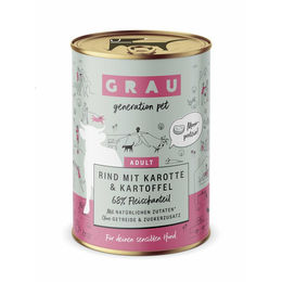 Grau Hund Nassfutter Rind mit Karotte und Kartoffel Stückchen in Sauce Getreidefrei Monoprotein Adult 6 x 400 g - 6 x 400 g – Bild 1 von 6