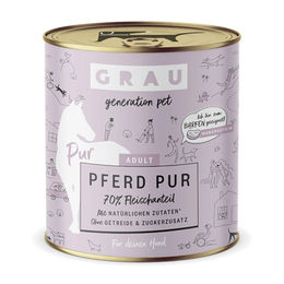 Grau Hund Pferd Pur Hypoallergenes Monoprotein Nassfutter mit hohem Fleischanteil 6 x 800 g - 6 x 800 g – Bild 1 von 1