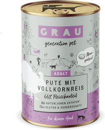 Produktbild von GRAU Hundefutter Adult Pute mit Vollkornreis glutenfrei und ohne Zucker 6x400g