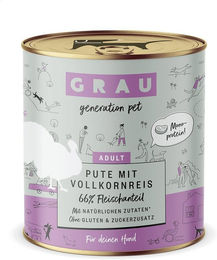 Produktbild von GRAU Hundefutter Adult Pute mit Vollkornreis glutenfrei und ohne Zucker 6x800g