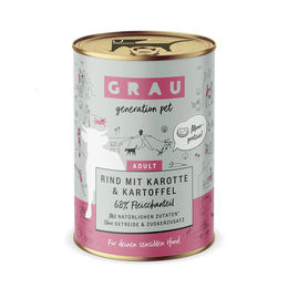 Produktbild von GRAU Hundefutter Adult Rind mit Karotte und Kartoffel getreidefrei und glutenfrei 6x400g