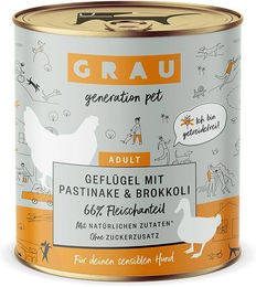 Produktbild von GRAU Hundefutter Geflügel mit Pastinake und Brokkoli getreidefrei und sensitive 4800g