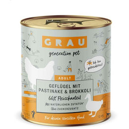 GRAU Hundefutter Geflügel mit Pastinake und Brokkoli Stückchen in Sauce Getreidefrei Sensitive Adult 6 x 800 g - 6 x 800 g – Bild 1 von 2