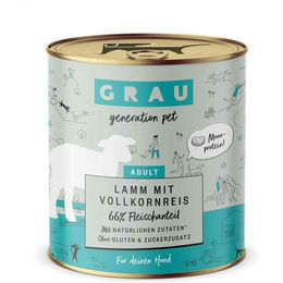 GRAU Hundefutter Lamm mit Vollkornreis Adult Stückchen in Sauce Monoprotein Glutenfrei Sensitive 800 g - 6 x 800 g – Bild 1 von 2