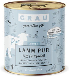 Produktbild von GRAU Hundefutter Lamm Pur Stückchen in Sauce Hypoallergen Monoprotein Sensitive 4800g