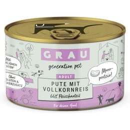 Produktbild von Grau Hundefutter Pute mit Vollkornreis Adult Monoprotein Glutenfrei 200 g - 6 x 200 g