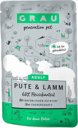 GRAU Katze Adult Getreidefrei Sensitive Pute & Lamm Stückchen in Sauce 16 x 125 g - 16 x 125 g – Bild 1 von 2