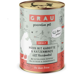 Grau Katzen Nassfutter Huhn mit Karotte und Katzenminze Adult Getreidefrei Monoprotein 6 x 400 g - 400 g – Bild 1 von 5