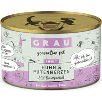 Produktbild von Grau Katzen Nassfutter Huhn & Putenherzen Stückchen in Sauce Getreidefrei Adult 6 x 200 g - 6 x 200 g