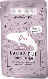 GRAU Katzen Nassfutter Lachs pur Monoprotein Adult 16 x 125 g Beutel – Bild 1 von 4