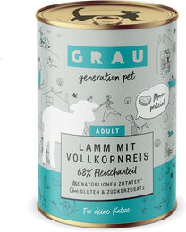 GRAU Katzen Nassfutter Lamm mit Vollkornreis Adult Glutenfrei Sensitive 6 x 400 g – Bild 1 von 5