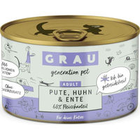 Produktbild von Grau Katzen Nassfutter Pute Huhn Ente Stückchen in Soße getreidefrei sensitive 6 x 200 g - 200 g
