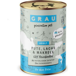 Grau Katzen Nassfutter Pute Lachs Makrele Stückchen in Soße getreidefrei 400 g - 400 g – Bild 1 von 4