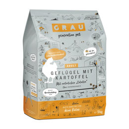 Grau Katzen-Trockenfutter Geflügel mit Kartoffel getreidefrei für erwachsene Katzen 2 kg - 2 kg – Bild 1 von 11