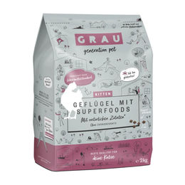 GRAU Katzen Trockenfutter Kitten Geflügel mit Superfoods glutenfrei 2 kg - 2 kg – Bild 1 von 4