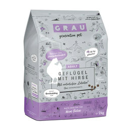 GRAU Katzenfutter Geflügel mit Hirse Trockenfutter für erwachsene Katzen glutenfrei 2 kg - 2 kg – Bild 1 von 6