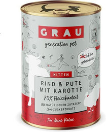 Produktbild von GRAU Kitten Nassfutter Rind und Pute mit Karotte Sensitive 2400g