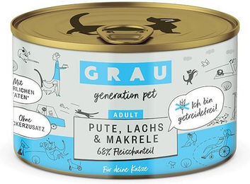GRAU Nassfutter für Katzen Adult Pute Lachs und Makrele Getreidefrei 6 x 200 g – Bild 1 von 3