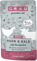GRAU Nassfutter für Katzen Huhn & Kalb Adult Getreidefrei 16 x 125 g Beutel – Bild 1 von 3