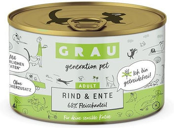 GRAU Nassfutter für Katzen Rind & Ente Getreidefrei Sensitive Adult 6 x 200 g – Bild 1 von 3