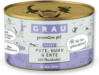 Produktbild von GRAU Sensitive Katzenfutter Pute Huhn Ente zur Unterstützung der Verdauung 1200g