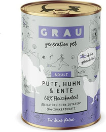 Produktbild von GRAU Sensitive Katzenfutter Pute Huhn Ente zur Unterstützung der Verdauung 2400g