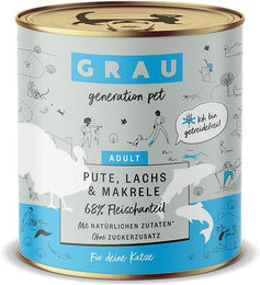 Produktbild von GRAU Sensitive Katzenfutter Pute Lachs und Makrele 4800g