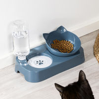Produktbild von Gravidus Futternapf für Katzen in Katzenkopf-Optik aus Kunststoff Blau - 500 ml