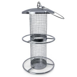 Gravidus Futtersäule aus Edelstahl für Vögel 14 x 27 cm Silber – Bild 1 von 6