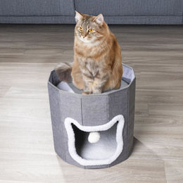 Gravidus Katzenhöhle Katzenbett aus Polyester in Grau mit gepolsterter Liegefläche – Bild 1 von 4