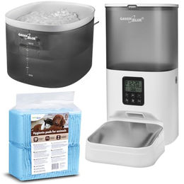 Green Blue Automatischer Trinkbrunnen und smarter Futterspender für Hunde und Katzen Grau mit 3L Fassungsvermögen und USB-Betrieb – Bild 1 von 9