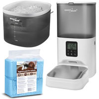 Produktbild von Green Blue Automatischer Trinkbrunnen und smarter Futterspender für Hunde und Katzen Grau mit 3L Fassungsvermögen und USB-Betrieb