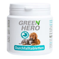 Produktbild von GreenHero Durchfalltabletten für Hunde und Katzen mit Präbiotika zur Unterstützung von Magen und Darmflora 60 Kautabletten - 60 Stk.