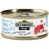 Produktbild von Greenwoods Delight Katzenfutter Thunfischfilet mit Sardellen in Sauce, getreidefrei, 6 x 70 g - 6 x 70 g