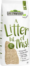 Produktbild von Greenwoods Klumpende Katzenstreu aus Pflanzenfasern unparfümiert 2 x 30 l (ca. 25,8 kg) - 2 x 30 l