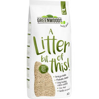 Produktbild von Greenwoods Klumpende Katzenstreu aus Pflanzenfasern unparfümiert 2 x 30 l (ca. 25,8 kg) - 2 x 30 l