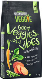 Produktbild von Greenwoods Veggie Hundefutter Adult Getreidefrei Vegan mit Süßkartoffel Erbsen Karotten und Spinat 2 x 12 kg