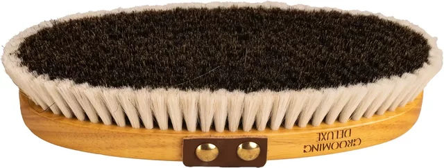 Grooming Deluxe Glanzbürste Medium für Pferde aus Holz mit Pferde- und Ziegenhaar Braun – Bild 1 von 3