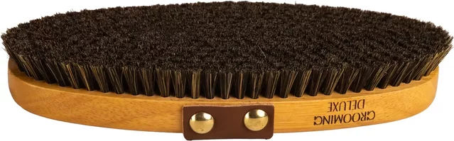 Grooming Deluxe Pferdebürste aus Holz mit Pferdehaar Medium Braun – Bild 1 von 3
